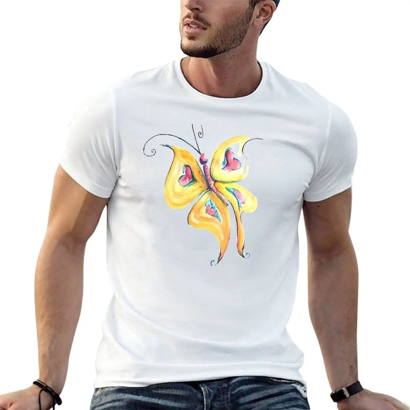 

yellow butterflies T-Shirt t shirts for man cotton t shirts for man cotton soft T-Shirt