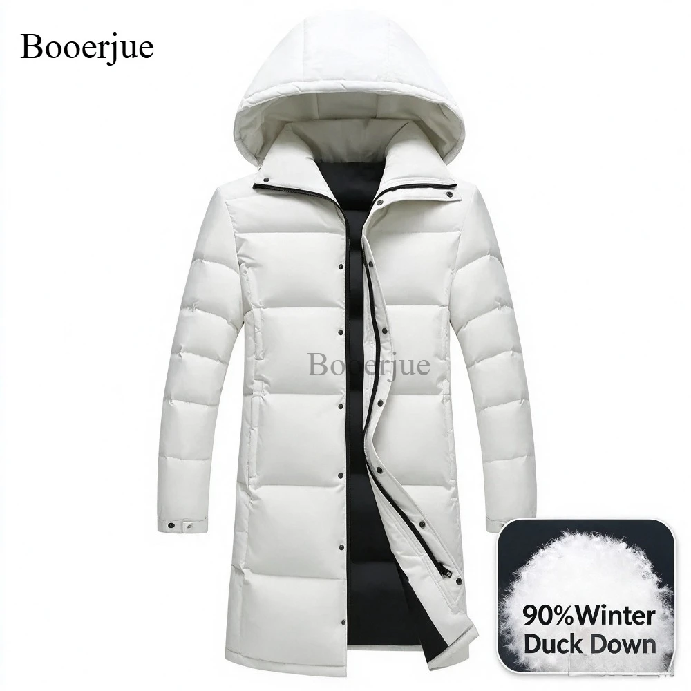 Men Winter Duck Down Coats New Hooded Long Puffer Jackets Unisex Casual Parkas Quality Couples Outdoor Windproof Warm Jackets