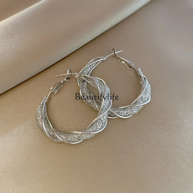 

New wrapped metal earrings, twisted metal hollow irregular earrings