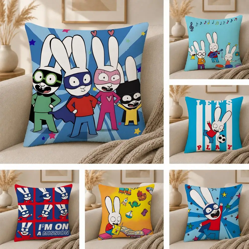 Ip Simon Super Rabbit Cushion Cover  Plush Fabric Soft Double Sided Print Sofa Cushion Cover Throw Pillow Covers