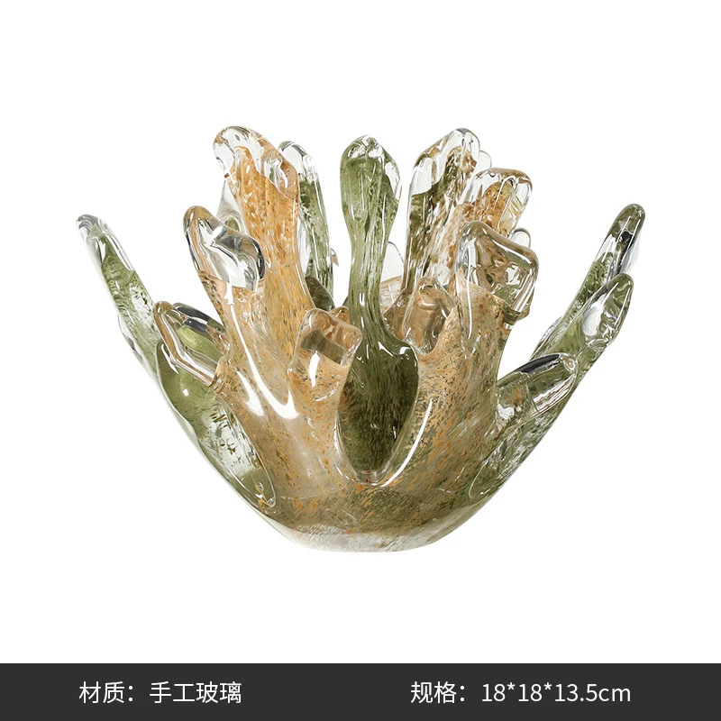 Modern Abstract Coral Glass Light Luxury Decorative Item for Model Home Living Room TV Cabinet and Wine Cabinet Decoration