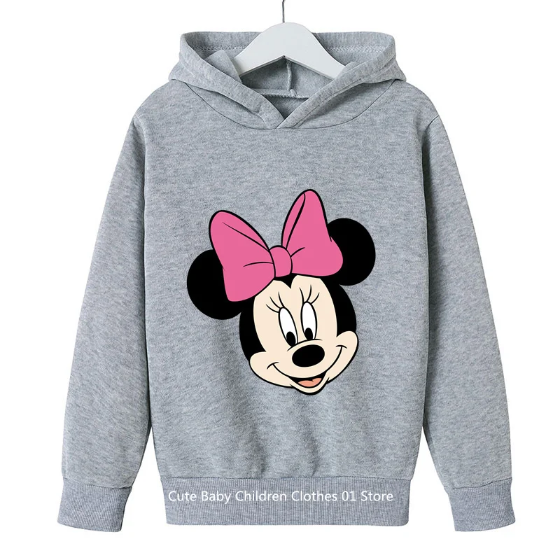 Cute Hoodie Minnie Kids Hoodie Kawaii Mickey Mouse Anime Cartoon Casual Vintage Clothing Hoodie