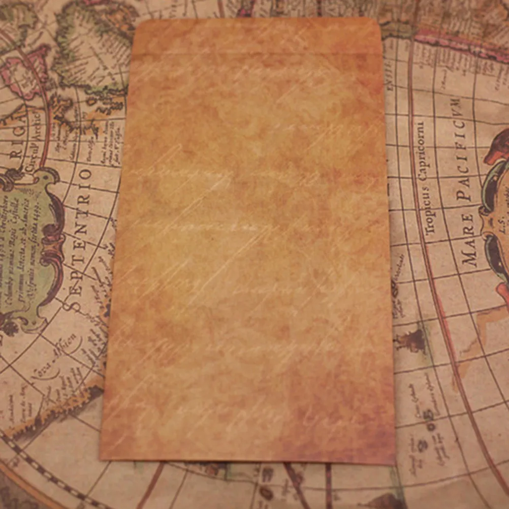 12Pcs Retro Kraft Paper Envelopes Vintage Brown Classic Letter Pattern Storage Postcard Photo Envelopes Biodegradable