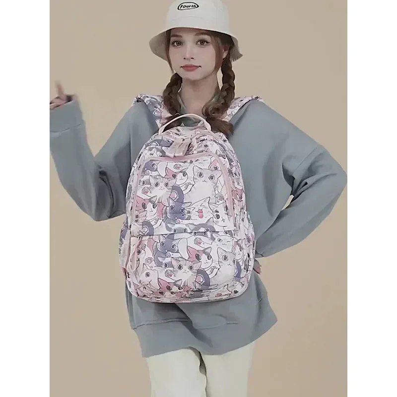 Cute Cat School Bags for Girls 2024 Kawaii Backpack Women Fashion Korean Backpacks for Students Children Cartable Scolaire Fille