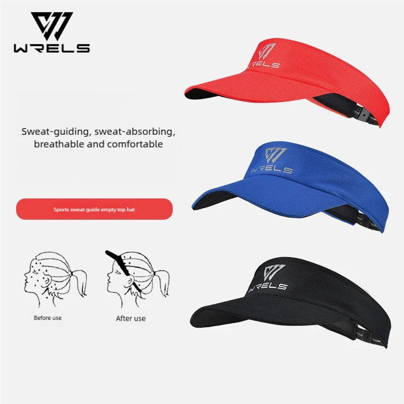 

WRELS Шляпа с солнцезащитным козырьком Впитывающая пот солнцезащитная шляпа с защитой от ультрафиолета Пустая верхняя кепка Регулируемые эластичные быстросохнущие бейсболки для бега