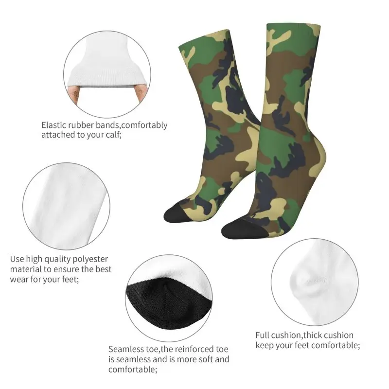 Calcetines de camuflaje militar para hombre y mujer, medias cálidas con estampado 3D, estilo militar, Fútbol