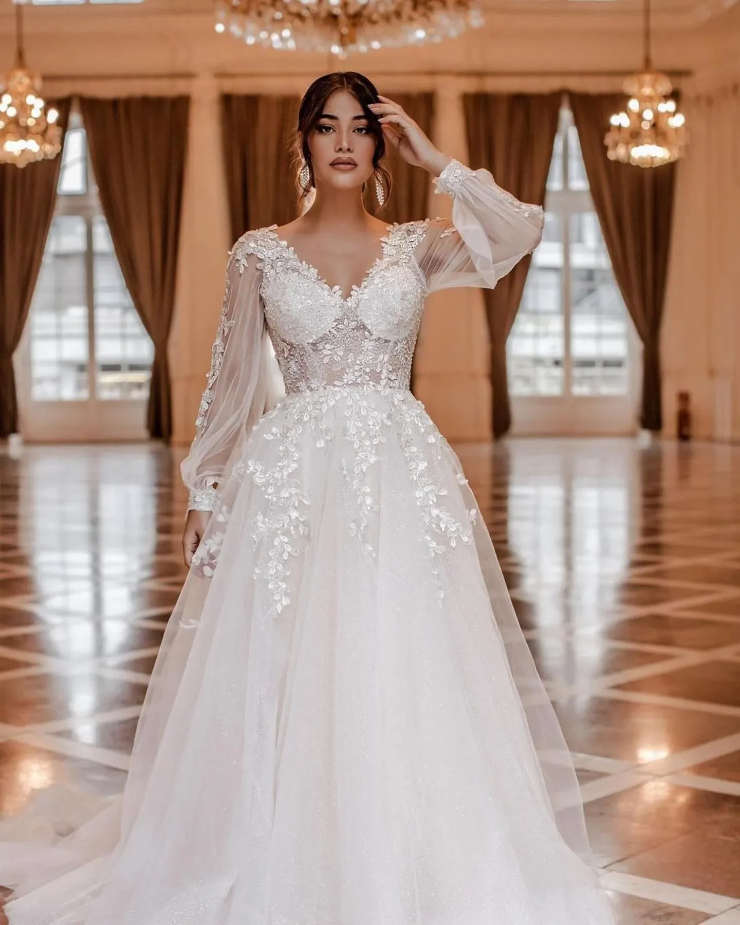 Robe de mariée en tulle bohème A-ligne, épaule fine italienne, col en V fendu sexy, dos nu, décalcomanie, mode de luxe, nouveau