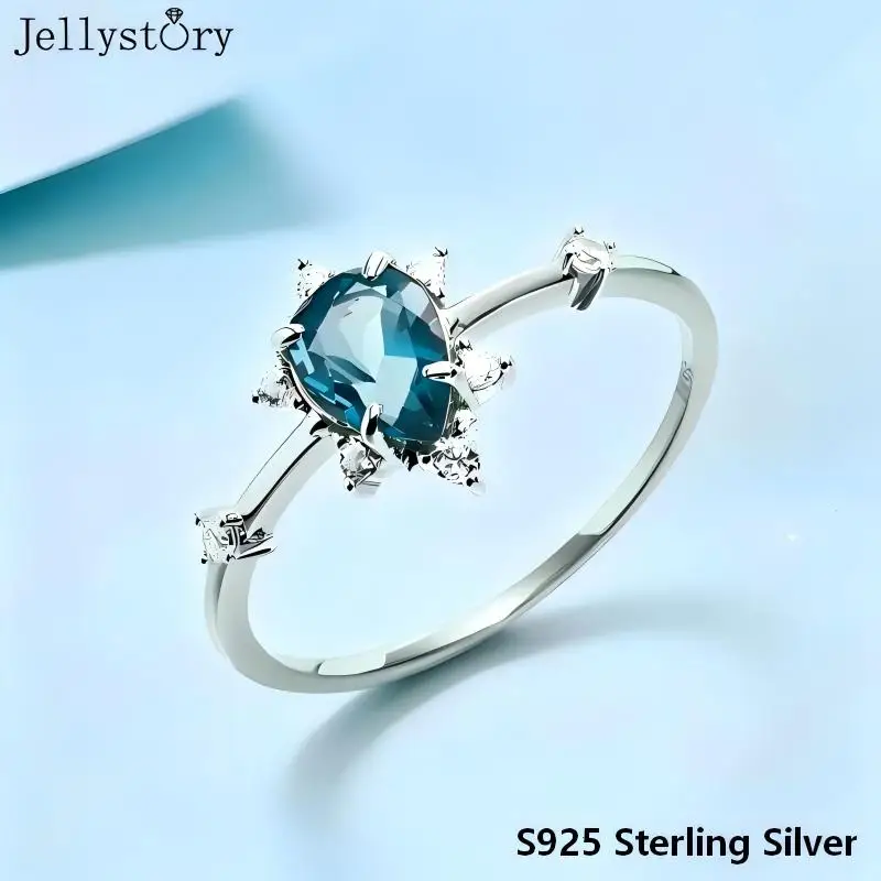 Jellystory S925 Silver Pear Turtle Ring Minimalist Fashion Ins European Style Index Ring Women's Jewelry Daily Wear Gift for Her