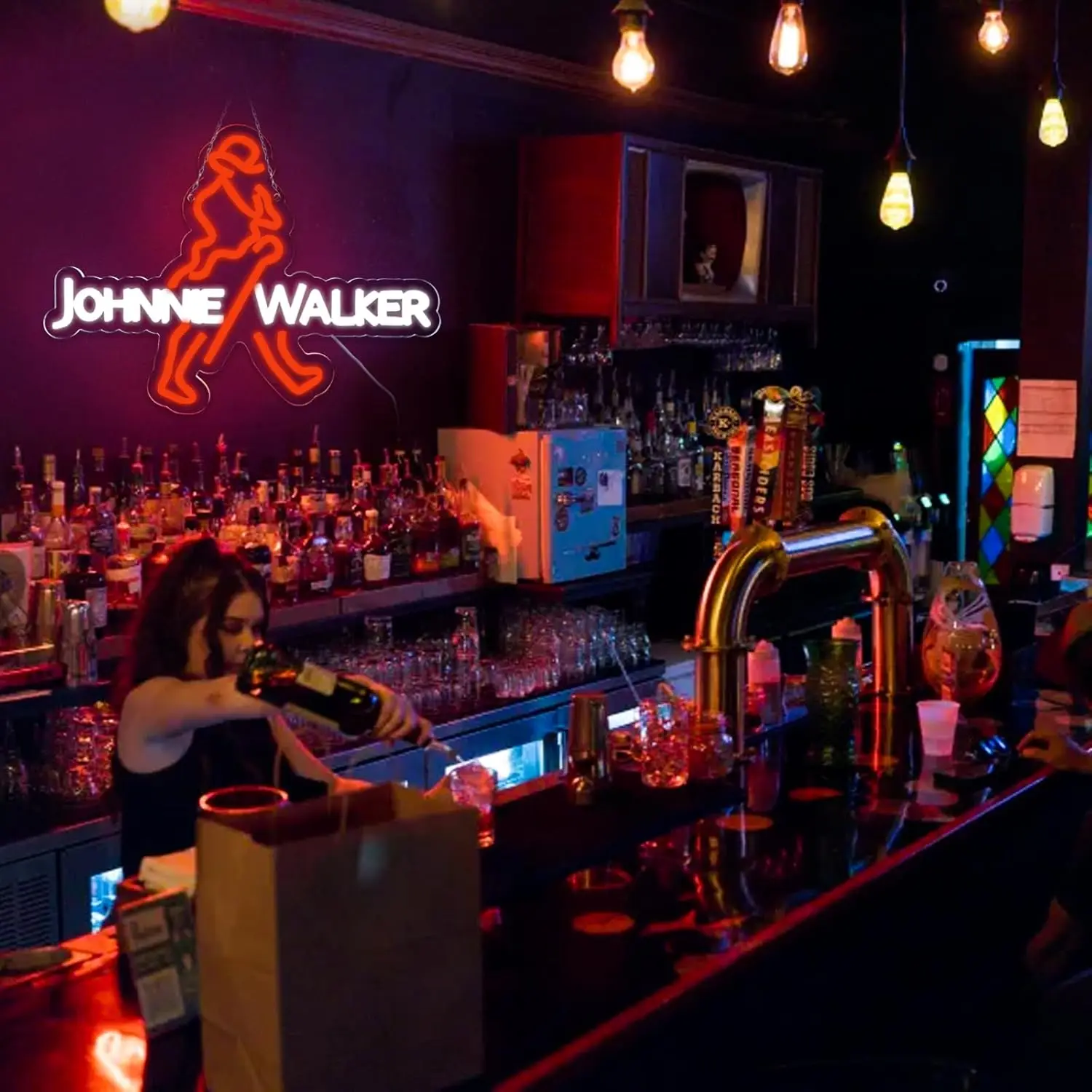 Whisky Neon Sign For Johnnie Walker Bar Pub Led Light Suitable For Garage Decor Business Display USB Powered Easy Hanging