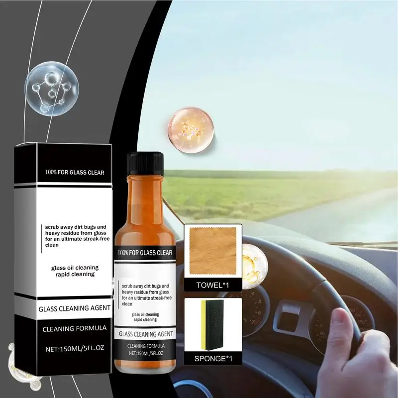 

Car Windshield Oil Film Cleaner 150ml Water Spots Remover Multipurpose Deep Cleaning Instant Glass Film Removal Cream With Wipe