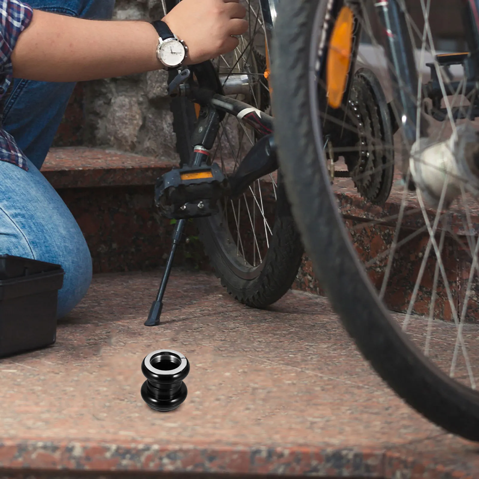 

Aluminium Alloy Bike Headset Bearing 34Mm Stable Front Fork Support Fixed Gear Mountain Road Bicycle Spares Upgrade