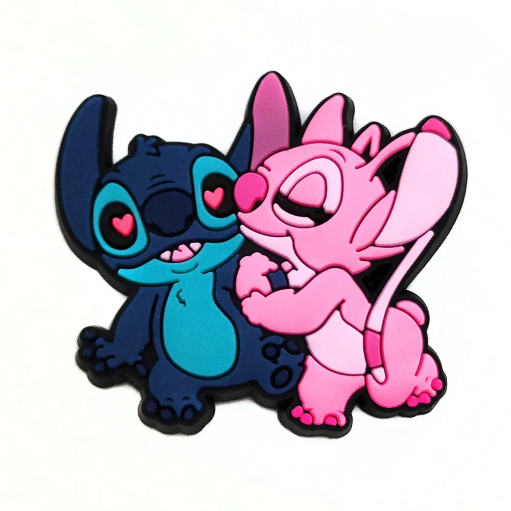 Cute Disney 1PCS Stitch PVC Shoe Charms DIY Cartoon Blue Sandals Accessories For Clogs Pins Decorate Boys Kids X-mas Party Gifts image 3