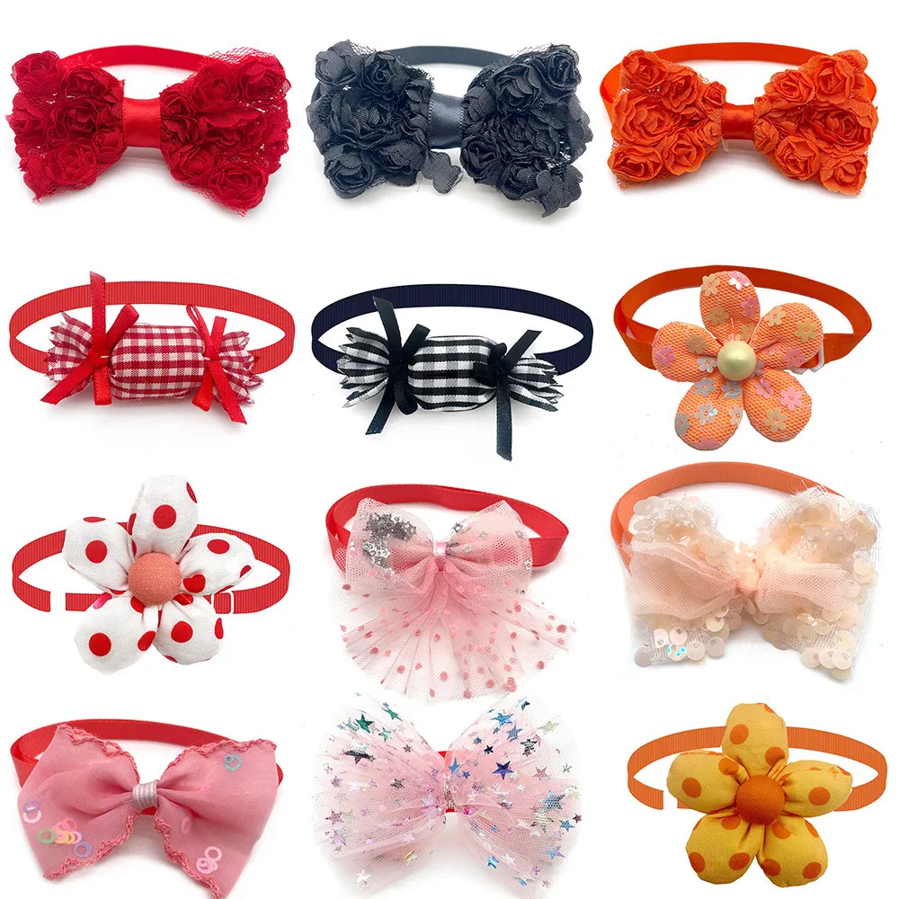 10 Pcs Red Pet Dog Bowties Mashup Style Bulk Dog Bowtie Grooming Supplies Dog Grooming Accessories Supplies for Small Dogs