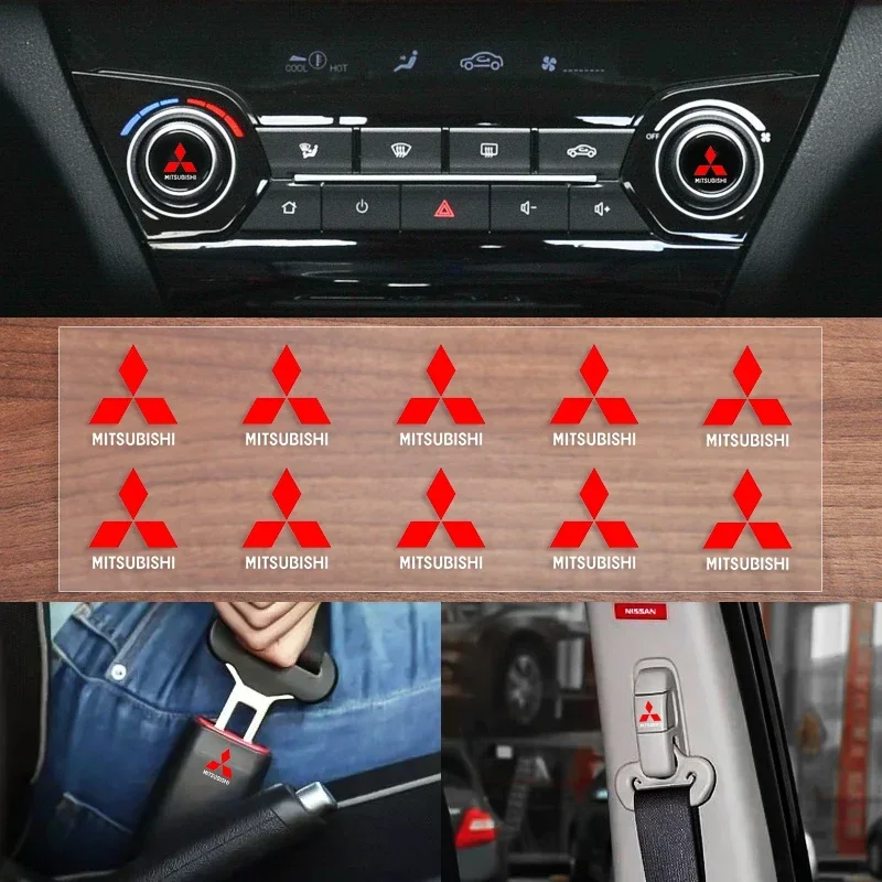 Car A/C Control Button Sticker Seat Belt Buckle Decals For Mitsubishi asx outlander xl 3 lancer pajero 4 l200 Auto Accessories