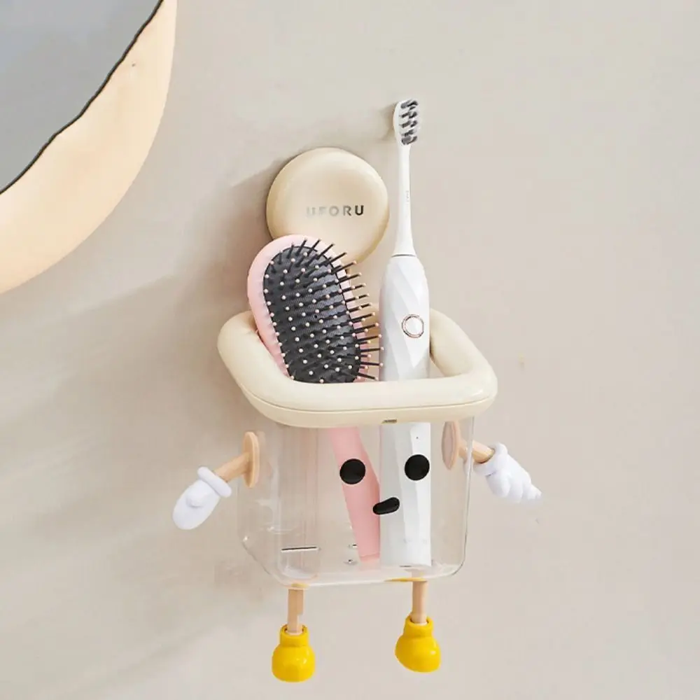 

Adjustable Plastic Storage Rack Wall Mounted No Drilling Storage Box Durable Multi-Functional Bathroom Shelf Toothpaste