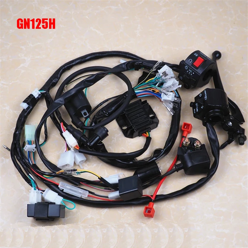 Motorcycle Electrical Wiring Harness Wire For Suzuki Haojue Qingqi Jingcheng Loncin Lifan GN125 HJ125 DY125 Motorbike Main Wire