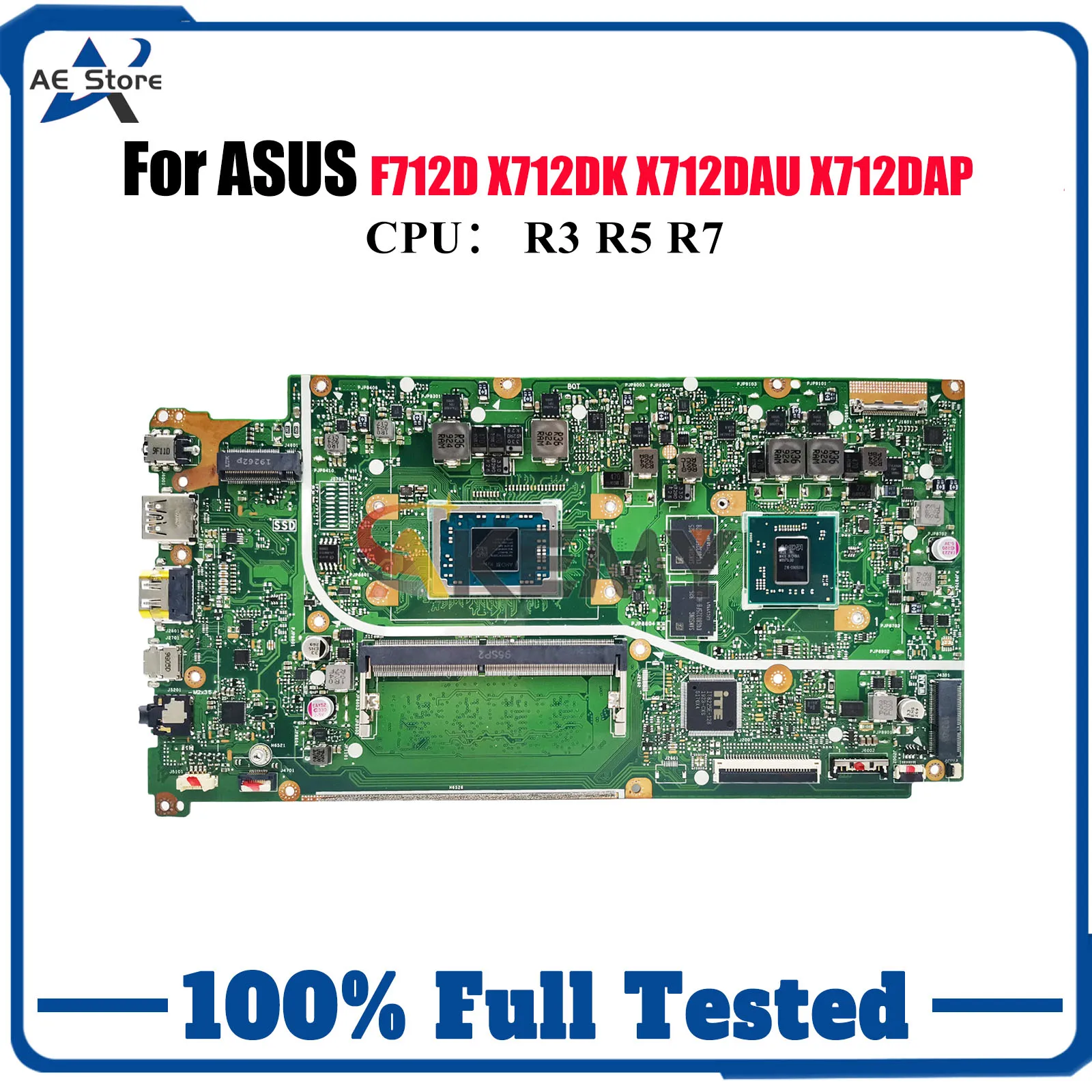 

X712DK Laptop Motherboard For ASUS VivoBook V5000d X712DAP M5050D F712D X712DK X712DAU X712D M712D Mainboard With R3 R5 R7 CPU