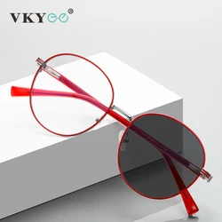 VKYEE Metal Round Frame Simple Design Anti-Blue Light Glasses Women's Eyewear Customizable Prescription Photochromic PFD3071