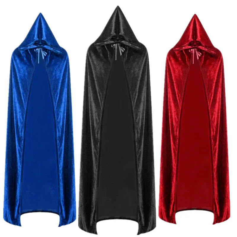 Halloween Adult Long Hooded Cloak Medieval Retro Stage Performance Costume Witch Doctor Witch's Robe Polyester Fiber 100%