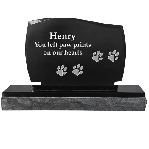 Customization Modern Upright Black Granite Pet Memorial Grave Markers Large Cat Dog Headstone Tombstones