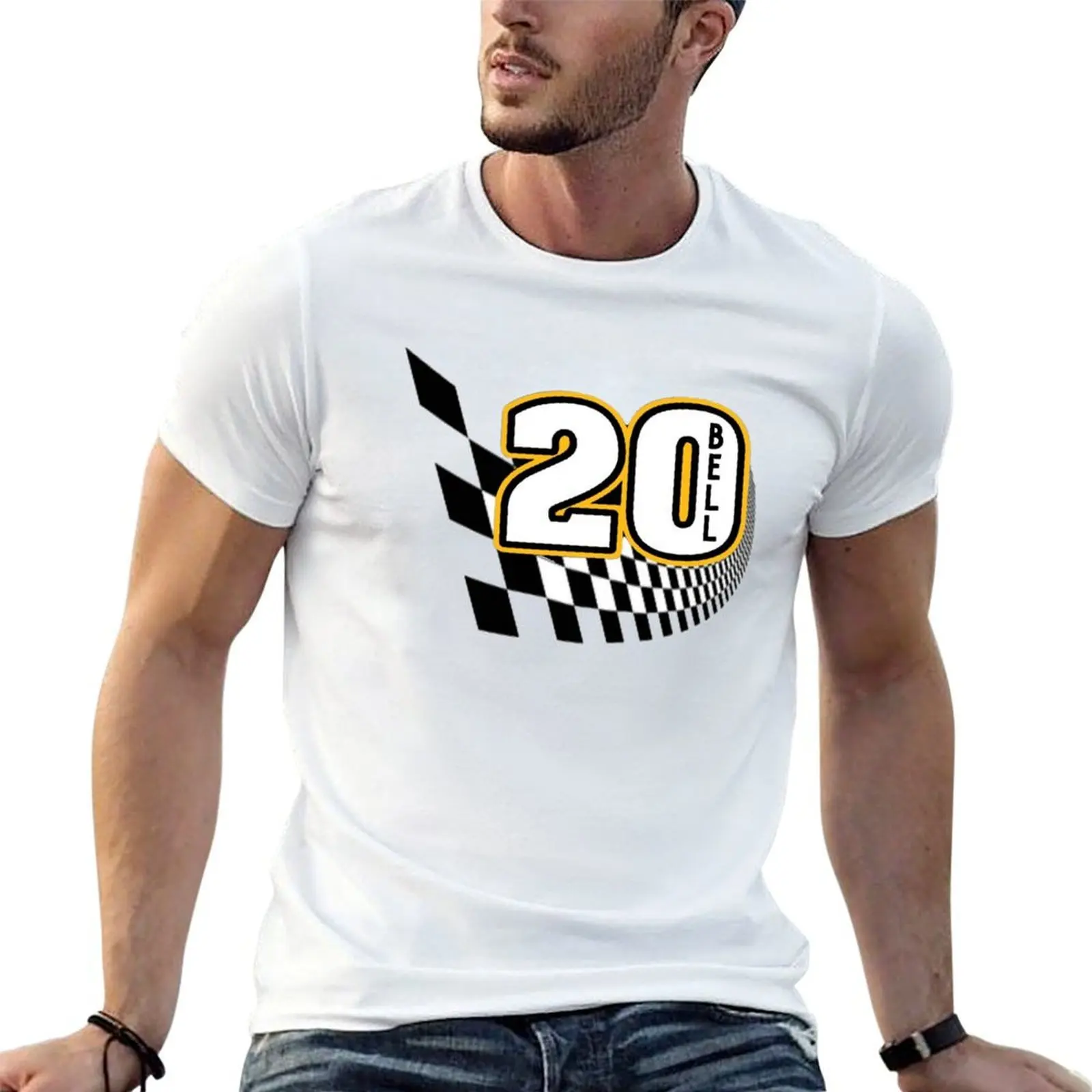 

Christopher Bell in checkers T-Shirt t shirts for man pack cotton man t shirts for men casual t shirt custom print T-Shirt