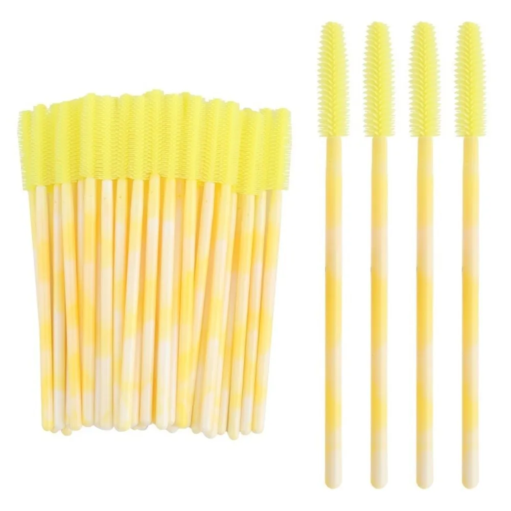 Brosses à cils jetables, outils de maquillage, microbrosse, applicateur de baguette de Mascara, couleur arc-en-ciel, brosse de maquillage en Silicone, 50 pièces