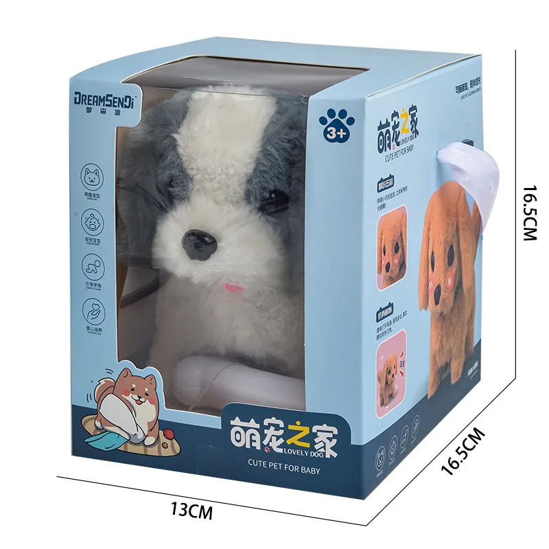 DREAMSENJI-juguete eléctrico de peluche para perros, juguete interactivo educativo para mascotas, juguete para niños de 3 años o más, embalaje de caja de ventana de regalo de cumpleaños