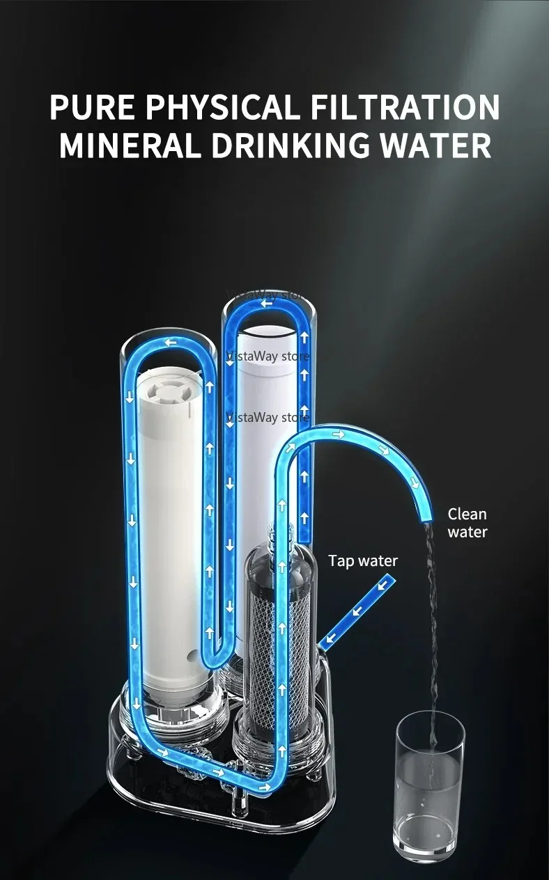 فلتر مياه لطاولة المطبخ 304 من الفولاذ المقاوم للصدأ لتنقية المياه بالترشيح الفائق للشرب المباشر