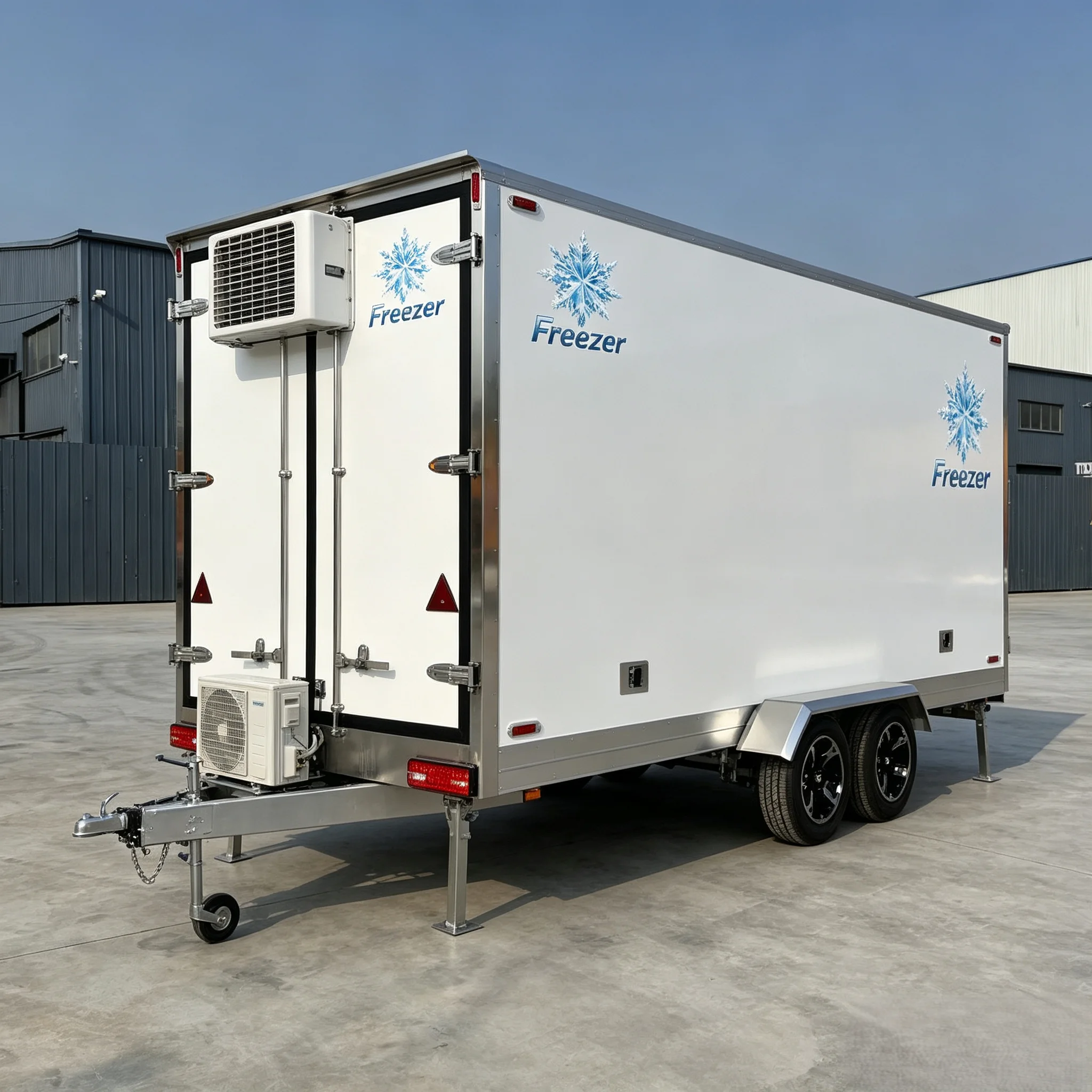 Portable Refrigeration Trailer 3 Meter Cold Room Trailer Rear Double Doors 2200W Compressor for Meat Seafood Storage