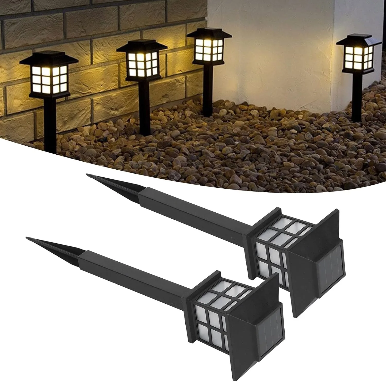 

Газонные фонари на солнечных батареях, газонные фонари, ландшафтные фонари для сада виллы, наружное освещение двора, комплект из двух предметов.