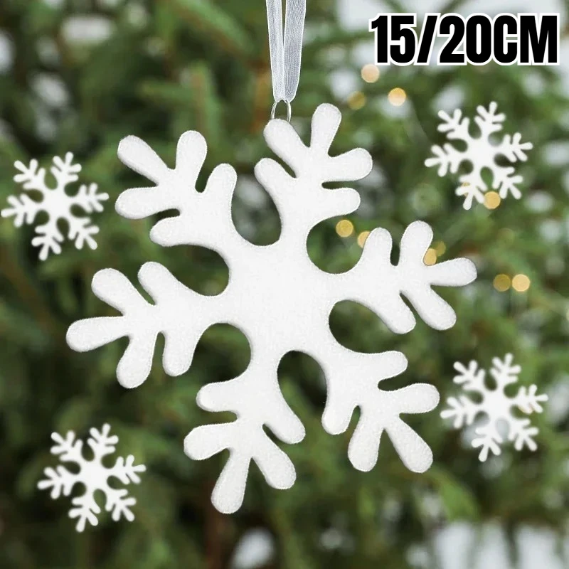 6-48PCS Foam Snowflake Ornaments Christmas Tree Hanging Decor Garland for Holiday Party New Year Scene Decoration