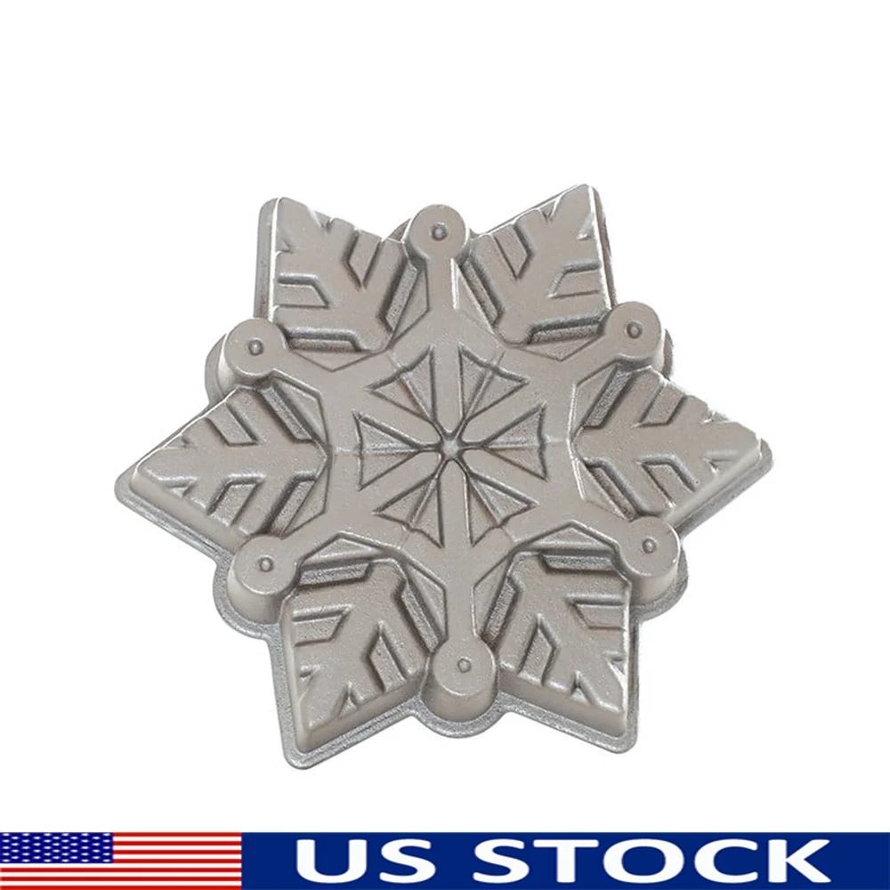 

Snowflake Cake Pan Non-Stick Cast Aluminum Intricate Detail Even Baking Winter Baking Essential Heartwarming Dessert Mold 5 Cup