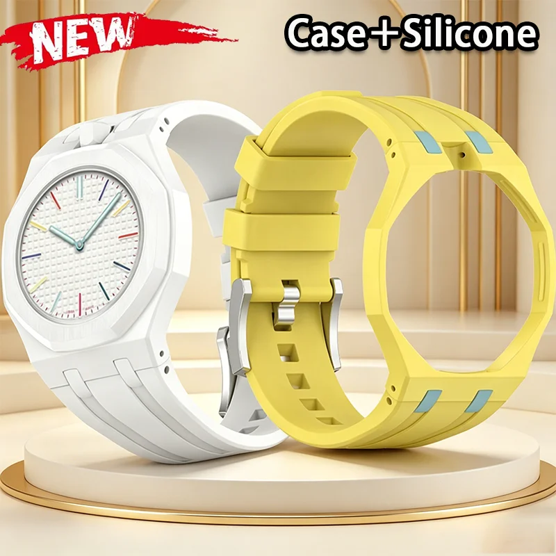 2 in 1 Hard PC Protective Case＋Soft Silicone Strap For Swatch X AP RoyalPop Pocket Watch Modification Wristband Conversion Parts