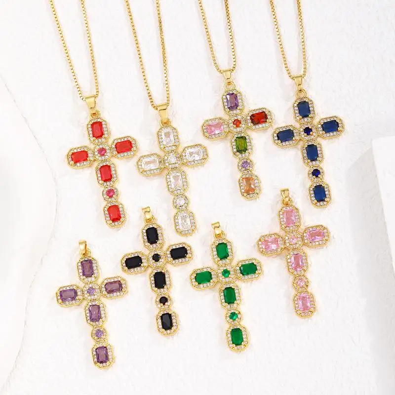 Kreuz-Boho-DIY-Anhänger, Hypoallergenes Messing mit Zirkonia für Schmuckherstellung, Handgefertigte Zubehörteile – Detail 2