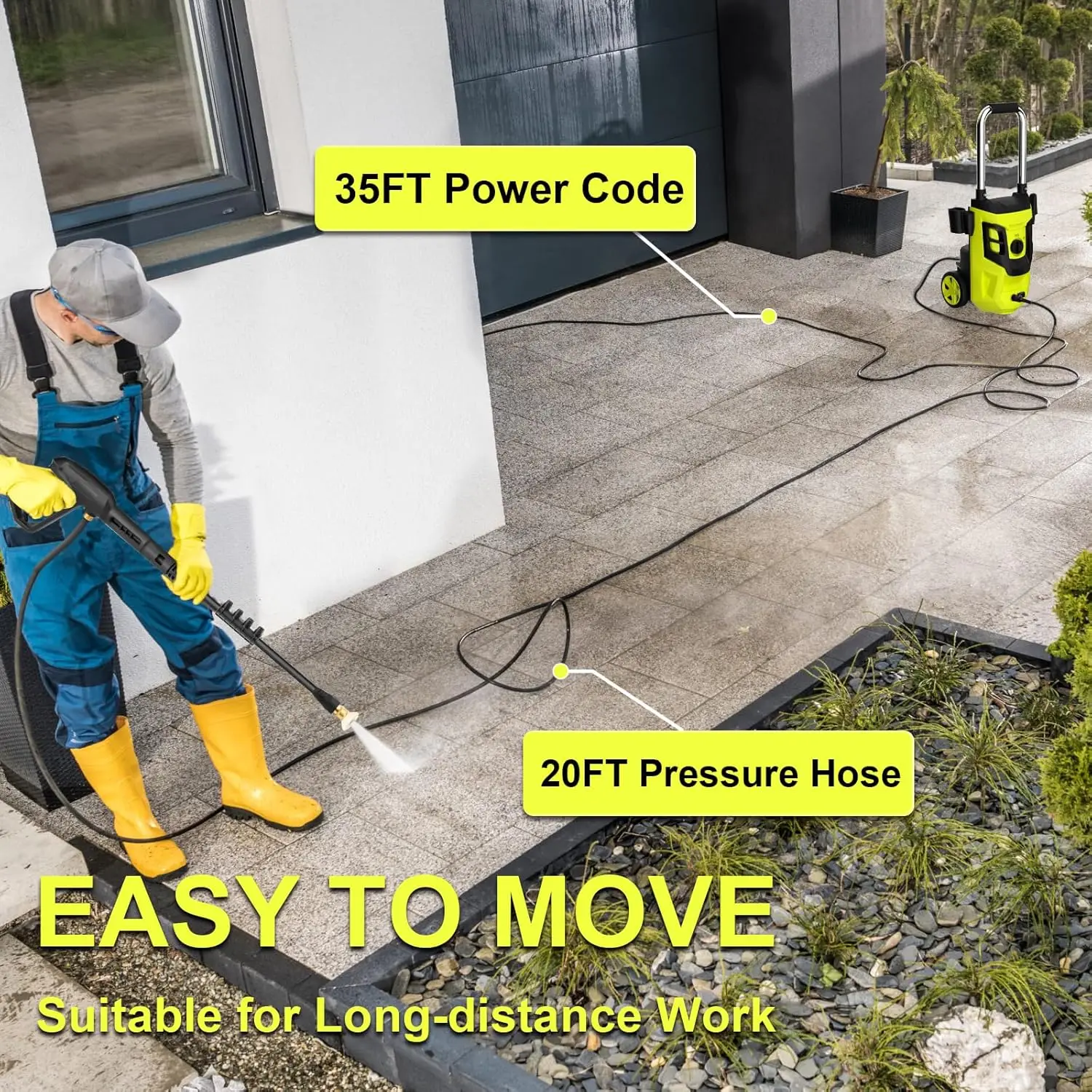 Multifunctionele elektrische hogedrukreiniger 2,5 GPM 4 snelkoppelingsproeiers Wassen Draagbare wasmachine voor tuinopruimen/auto