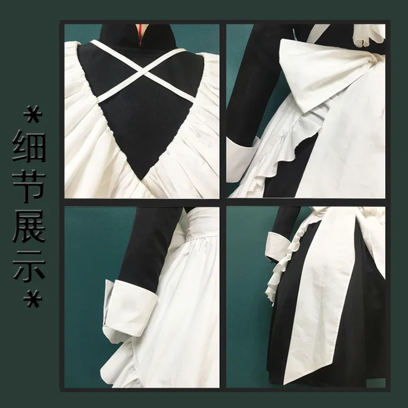 Anime non morto ragazza kill Farce hero Cosplay parrucca Costume Dark Maid Dress Gothic Halloween Holiday Cosplay Suit Unisex
