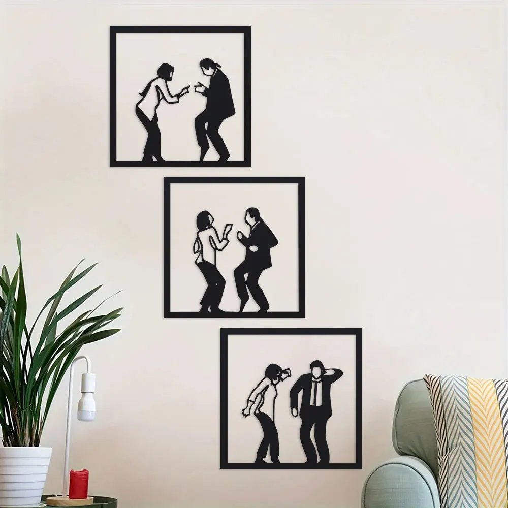 2D 1pc Film Enthusiast Gifts, Bedroom or Living Room Decor 3-Piece Metal Novel Lowbrow Retro Style Wall Art for Home Theaters