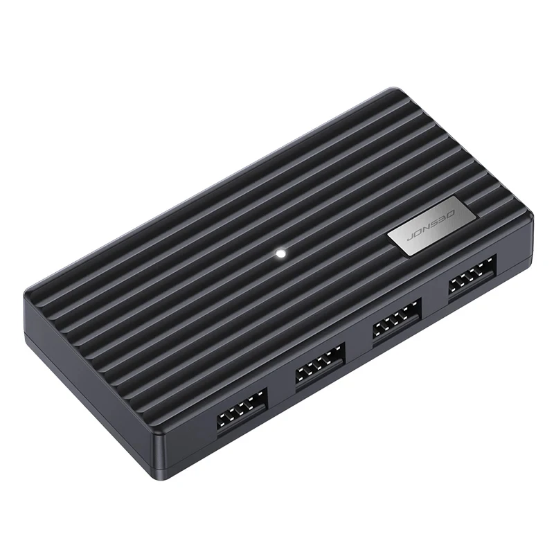 Jonsbo H4 USB2.0 Interface Hub One-to-four Expansion Interface SATA Power Supply Aluminum Nameplate Magnetic Installation Black