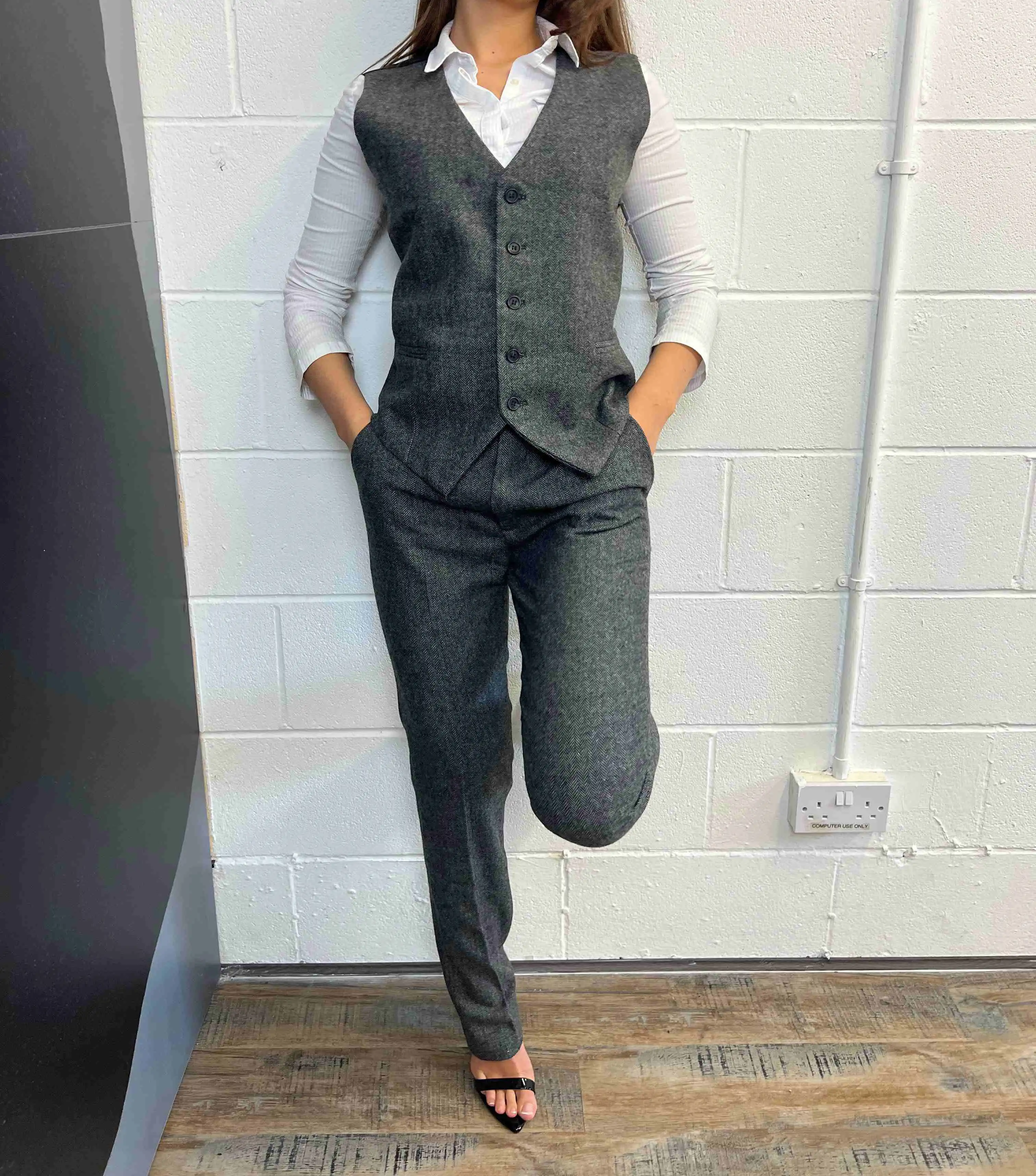 Formal Tweed Women Pants Suits 3 Pcs Slim Fit Vest Blazer Jacket Suits Business Guest Wear Custom Made