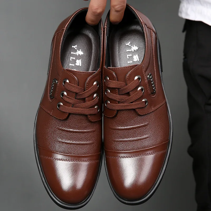 

Men's casual shoes autumn and winter business fleece warm cotton leather shoes men's cotton shoes dad shoes