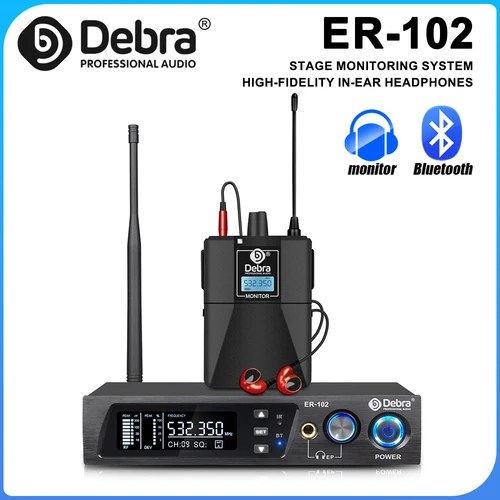 Sistema inalámbrico de Monitor intrauditivo Debra ER102 UHF con múltiples transmisores profesionales para conciertos pequeños y cine en casa.