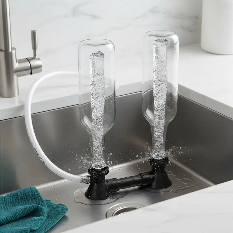 Double Blast Bottle Carboy Washer Wine Rinser Homebrew Beer & Wine Cleaning Equipment Cleaner With Kitchen Faucet Adapter Bar