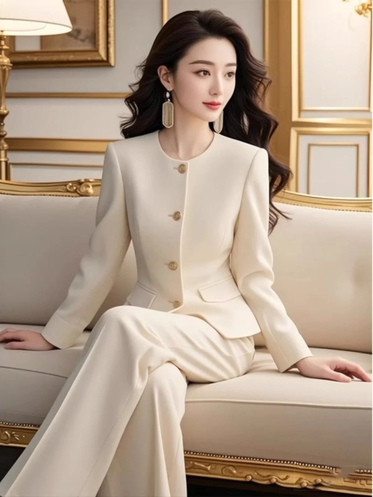 

Faionable Autumn Outfit Ele Two-Piece Set with Wide Leg Pants And Chic Little for Women High-End Feelings