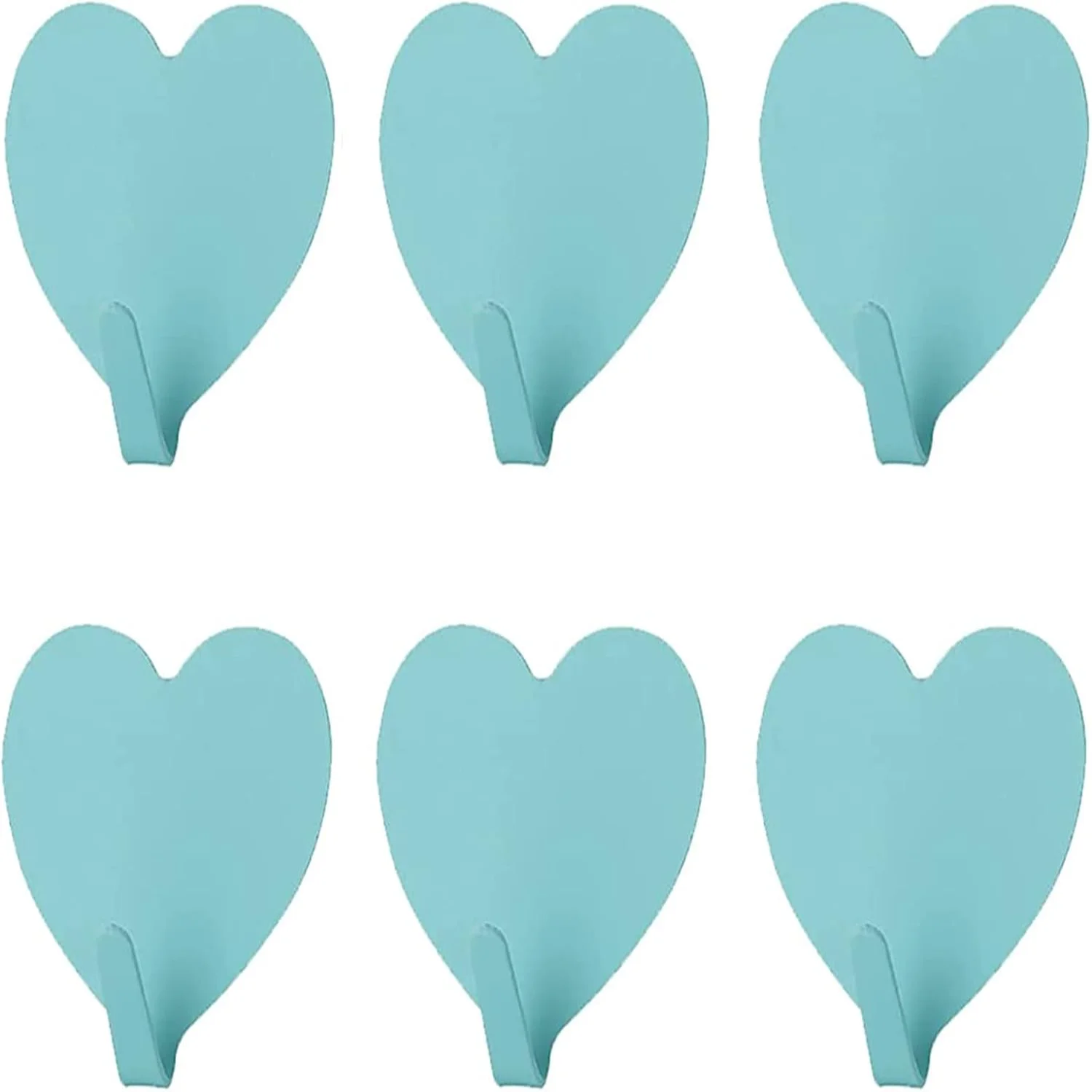 Heart Shaped Decorative Wall Hooks - Stainless Steel Adhesive Hooks for Kitchen Bathroom Office - Multicolor