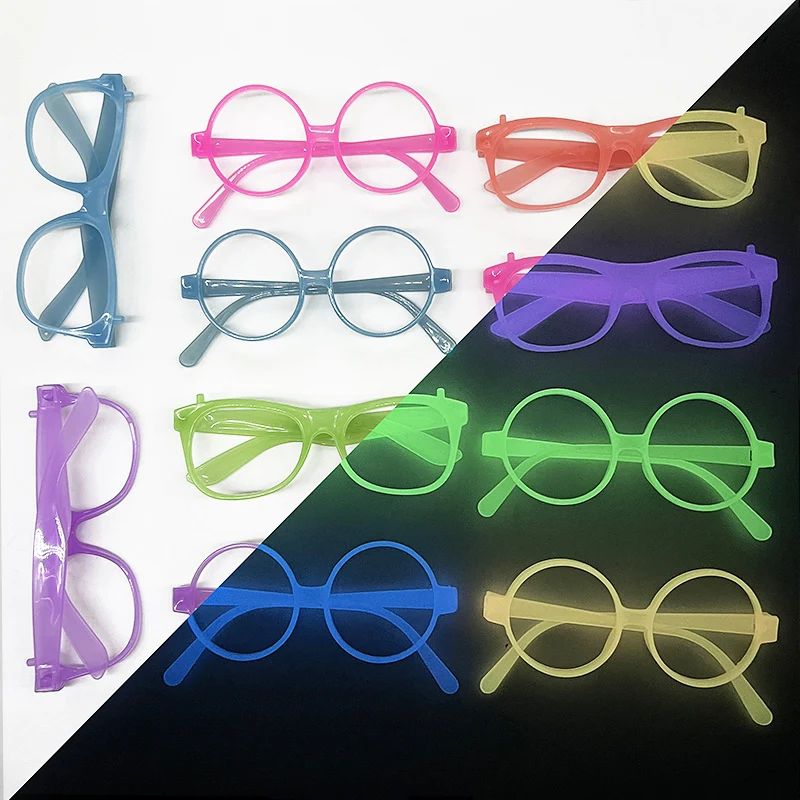 1/3/5pcs Glow in The Dark Glasses Frame KTV Bar Party Atmosphere Prop Absorb Solar Energy Glasses Frame Plastic Luminous Glasses