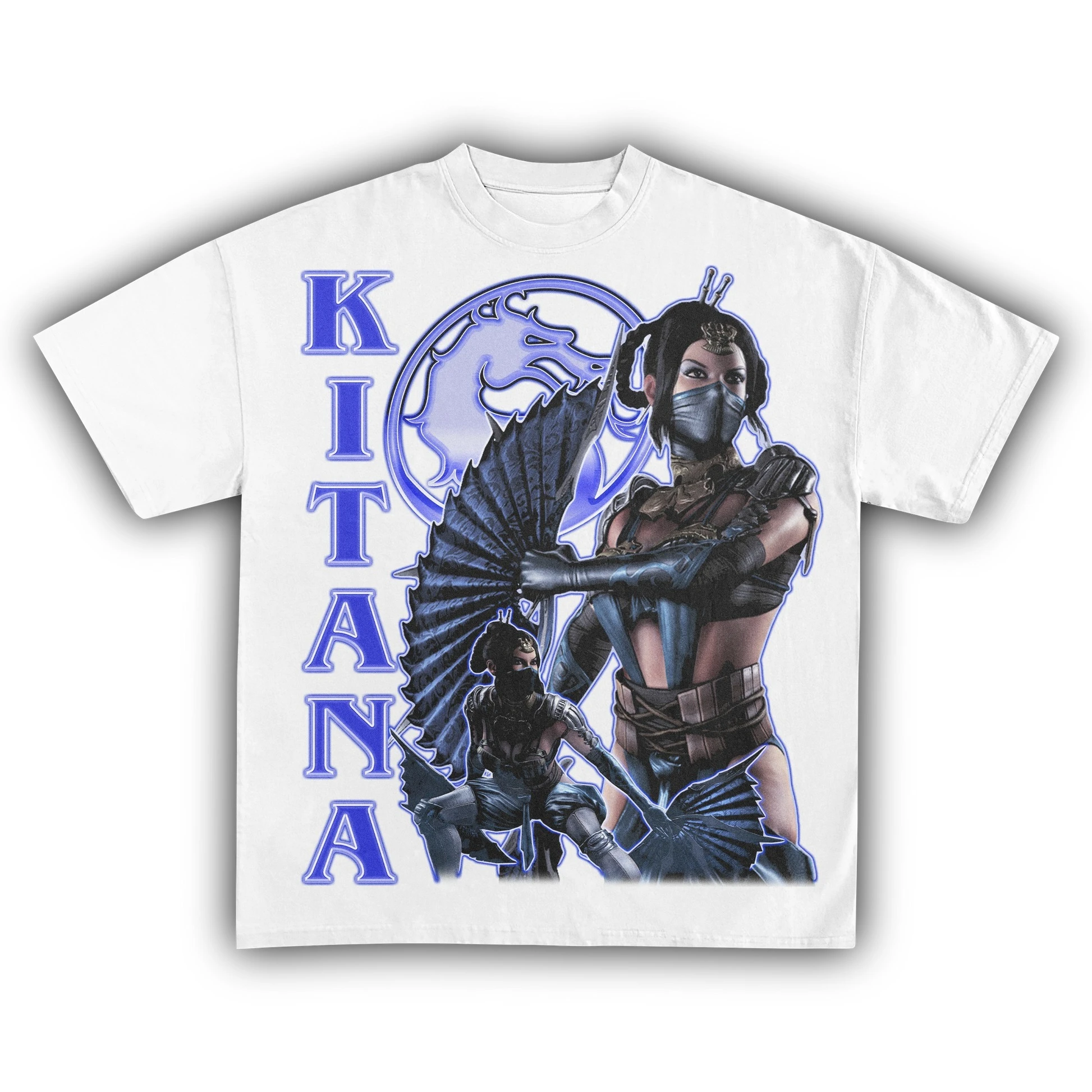 Men's Women's Mortal Kombat Kitana Retro Print T-shirt Casual Cotton Streetwear Oversized Short Sleeve Tee