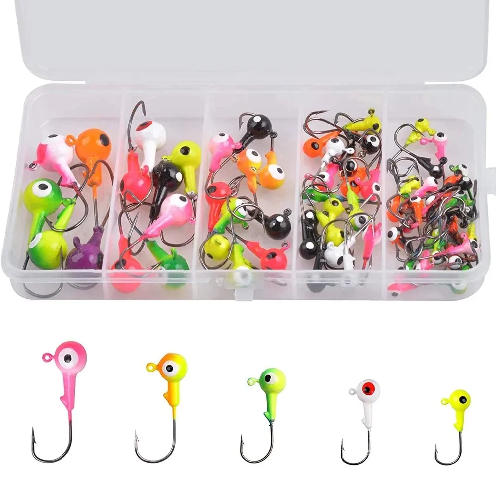 65Pcs/45Pcs Fishing Jig Head Hooks Kit Crank Lead Jig Head Barbed Hooks for Soft Worm Bait Lures Fishing Tackle Accessories