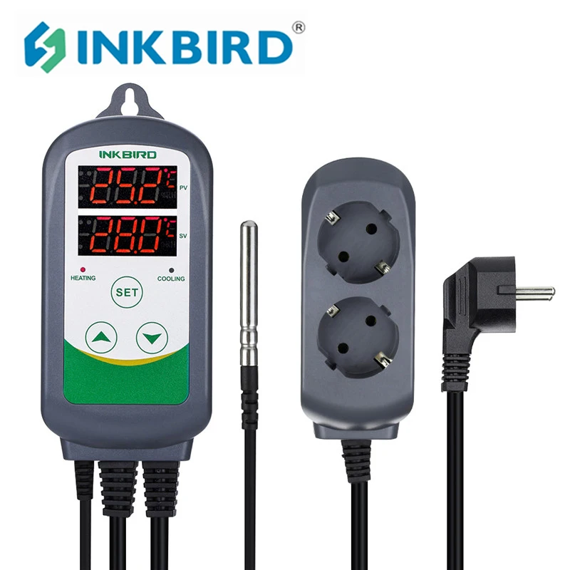 Controlador de Temperatura Aquecimento e Refrigeração Relé Duplo Homebrewing Regulador de Termostato Estufa Inkbird-itc308
