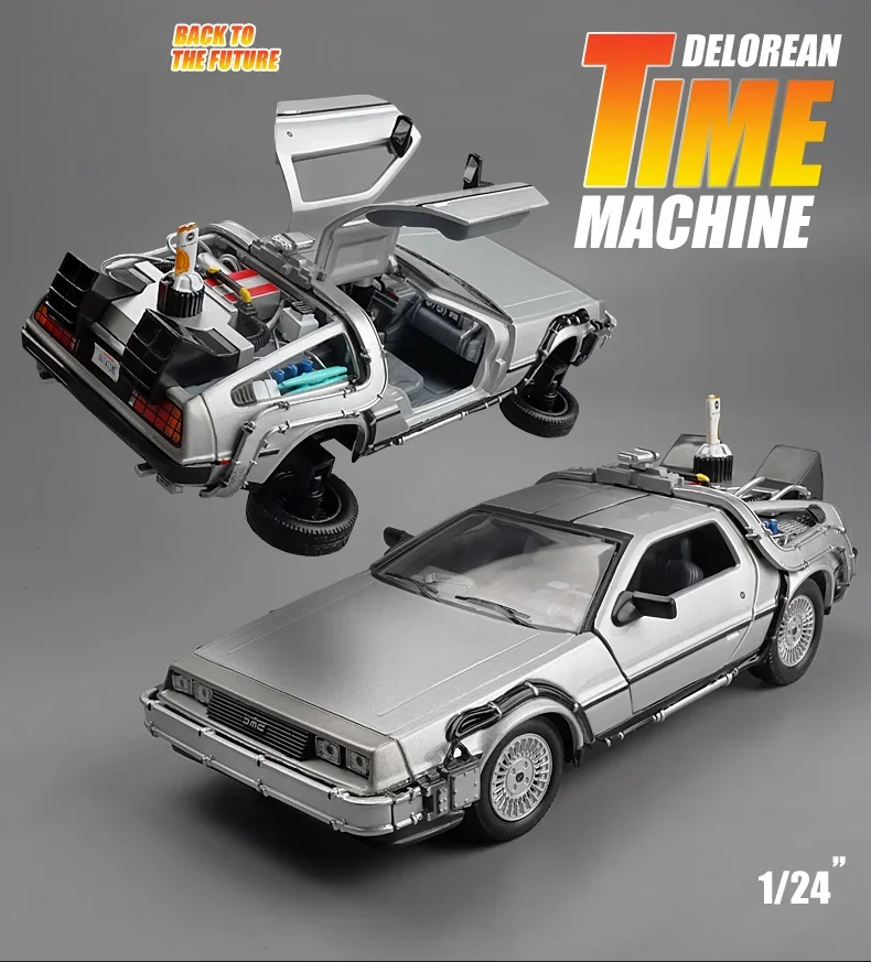 WELLY 1:24 Back To The Future Time Machine Diecast Alloy Model Car DMC-12 Delorean Metal Toy Car Gift Collection Car Model