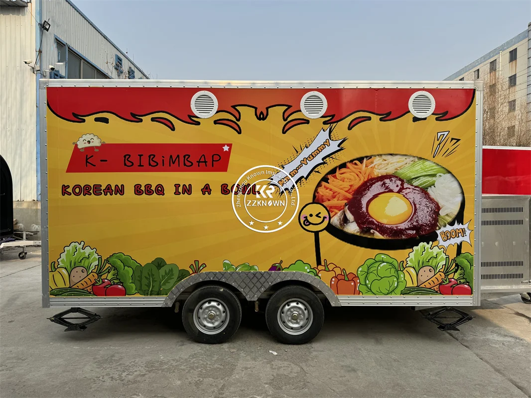 Mobile Fast Food Cart Truck Fully Equipped  BBQ Food Trailers Pizza Cart With Full Kitchen Equipment Full Logo Customized